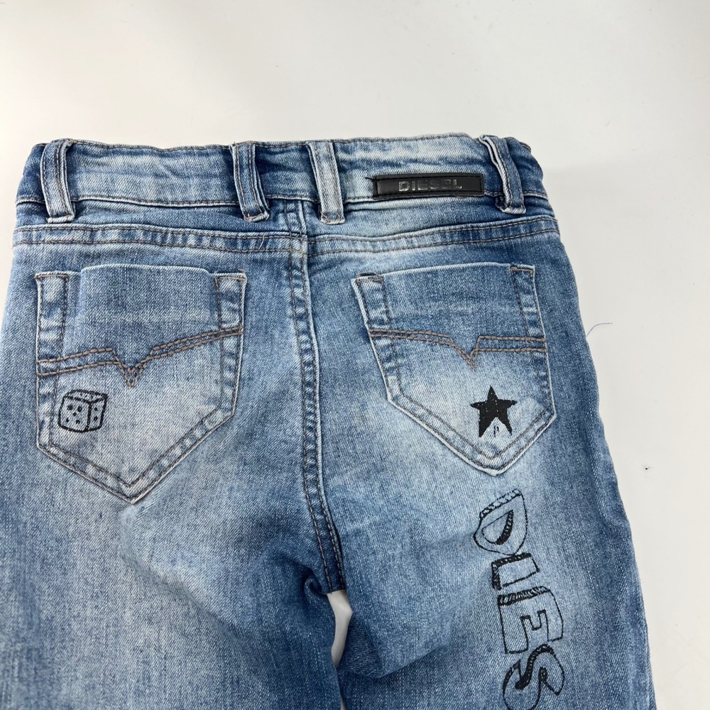 Diesel Kid Girls Super Slim Skinny Jeans Blue Embellished/Embroidered Size 8 - Picture 10 of 12
